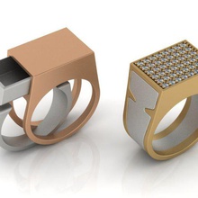 vano segreto anello 2 1 3d modello di stampa gioielli diamante 2in1 stampabile argento oro 3d print model - Mito3D