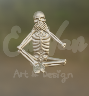 voir entendre parler squelettes variation 1 squelette décoration amusement art 3d print model - Mito3D