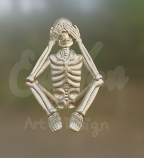 see hear speak skeletons variation 2 skeleton decoration fun art dont 3d print model - Mito3D