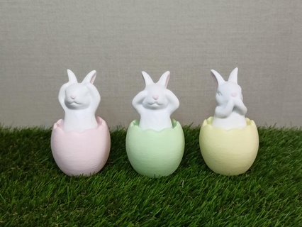see nothing hear say easter bunny rabbit paque child 3d print model - Mito3D