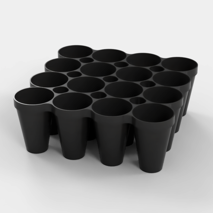 seedling tray - 16 plants charles dowding gardening huw richards plant seeding seed planting 3D print model - Mito3D