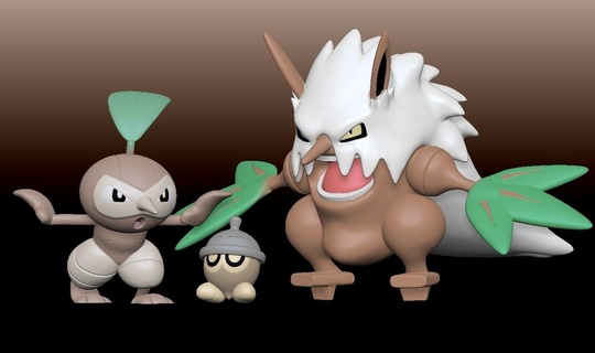 Seedot nuzleaf cambio empujar Lun pokemongo pokemonzukan bolsillo monstruo figura hoenn 3d print model - Mito3D