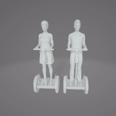 Segway Kadın adam denge tekerlek ayakta durmak heykel minyatür heykelcik diyorama model tren Sıcak tekerlekler sla reçine 3D print model - Mito3D