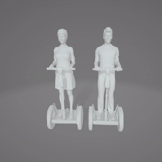 Segway Kadın adam denge tekerlek ayakta durmak heykel minyatür heykelcik diyorama model tren Sıcak tekerlekler sla reçine 3d print model - Mito3D