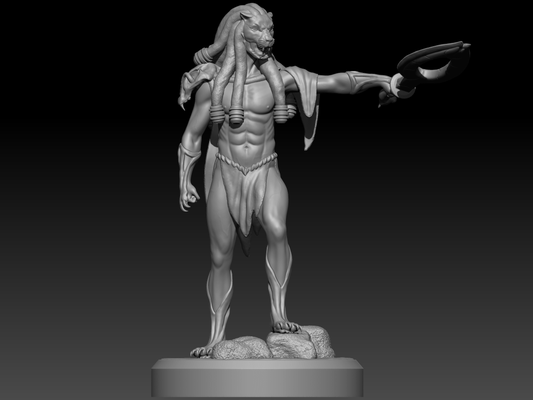 sekhmet adorador guerrero masculino arte mesa dnd estatua modelo mini miniatura zbrush npc combatiente 3d print model - Mito3D