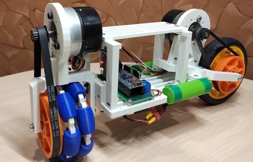 equilibrio bicicleta omni rueda bricolaje diy electrónica robot robótica 3d print model - Mito3D