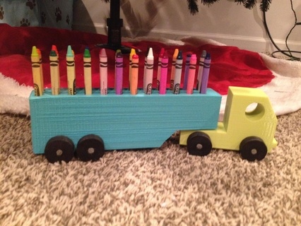 semi & crayon holder crayon holder semi toy tractor trailer  3d print model - Mito3D