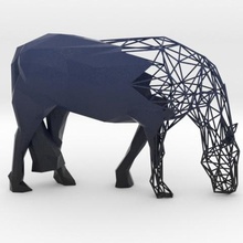 semiwire low poly grazing horse art 3d print model - Mito3D