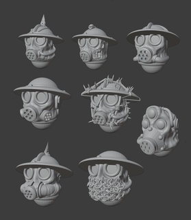 septic trencher heads plage maggot flies fly disgusting rot disease pox plague marine death guard trench ww1 renegade 28mm dead chaos 3d print model - Mito3D