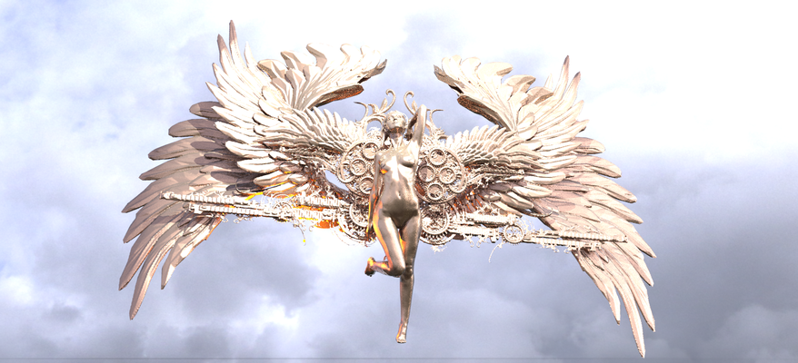 seraphim time falls sculpture angel wings temple fantasy anatomy woman sculptures religion art ancient beauty models architectural decoration 3d print model - Mito3D