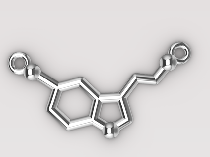 serotonin molecule jewel cad jewelry stl 3d print model - Mito3D
