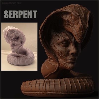 serpent 3dprint calum5dotcom snake idol womansnake reptile statue figurine fantasy decor woman viper character strange cool original crafts art sculptures 3d print model - Mito3D