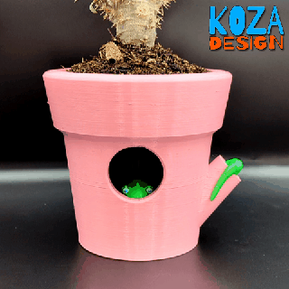 serpentine oasis self watering planter snake cute koza design self-watering pot container automatic water-efficient smart water-saving self-irrigating irrigation system plants plant device 3d print model - Mito3D