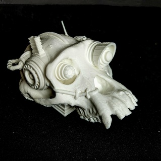 servitor skull 2 head spine wall mount cyborg halloween imperium cybernetic scary spooky tabletop game fan art replica skelet adabter chimpanzee 3d print model - Mito3D