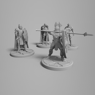 set-knights dungeons dragons d&d miniature game knight temper axe guardian halberdier rafagantz 3d print model - Mito3D