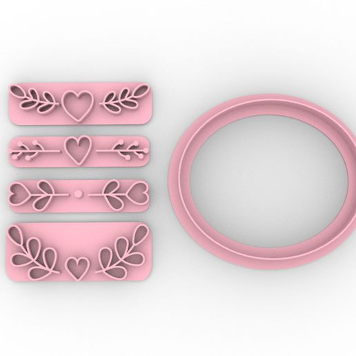 set - stamp - stamp - valentine's day - valentine's day - cookie cutter - cookie cutter  stamp seal saint valentine oval valentine's day valentine's day valentine's day love cookie cutter cutting cookies biscotti cookies lovers cookies personalized cutters 3D print model - Mito3D