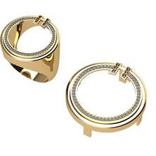 conjunto 01 joalheria diamante anel Ringwithstone jóias prata ouro 3dprint moda imprimível colar 3d print model - Mito3D