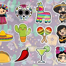 Ayarlamak 12 Meksikalı Parti kurabiye anahat ev Meksika Eylül Mariachi Margarita marakas Frida oyuncak bebek taco Piñata mutfak 2019 covid ilaç virüs taç 3d print model - Mito3D