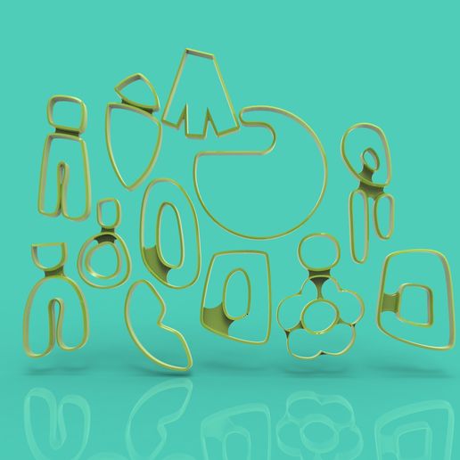 einstellen 12 organisch gestalten Cutter Polymer Lehm Ohrring Schmuck 2 Plätzchen Ohrringe Sammlung Mode Kunst Kreativität pinterest Trend 3D print model - Mito3D