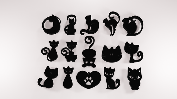 set 15 keychain cat - earrings key 3d print model - Mito3D
