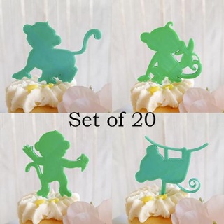set 20 silly monkey mini cupcake toppers 3d print model - Mito3D