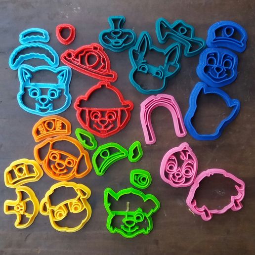 set 25 fondant cutters 8 small paw patrol figures mass american dough pasta pawpatrol puppies moulds skye zuma trucker chase roubble marshall everest rocky 3D print model - Mito3D