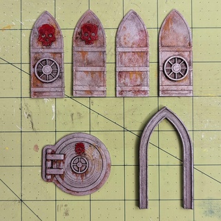set 28mm scale doors door hatch gaming mini miniature terrain gothic greebles kitbashing scenery dnd d&d wargaming components 3d print model - Mito3D
