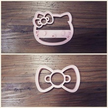 set 2 cookie cutter kitty hello cutters fondant bakery cookies 3d print model - Mito3D