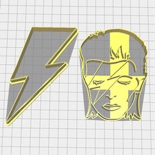 set 2 david bowie cookie cutters tool cutter cutting biscuit fondant thunder 3d print model - Mito3D