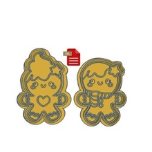 set 2 gingerbread cookie people cutter stamp gadget kawaii cupcake ice cream squid game doll red light green 3d print model - Mito3D