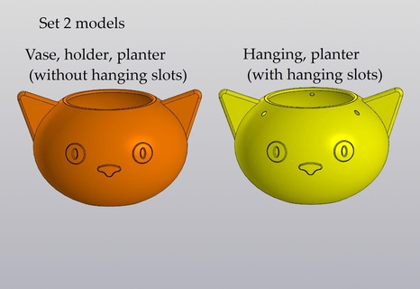 set 2 models vase planter holder hanging 3d print model - Mito3D