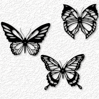 ensemble 3 papillons mur art papillon pack décor 2d machaon jardin réaliste fleurs printemps faible poly Accueil maison décoration 3d print model - Mito3D