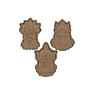 ensemble 3 clowns extérieur espace biscuit coupeur timbre 2 fichier tueur 3d print model - Mito3D
