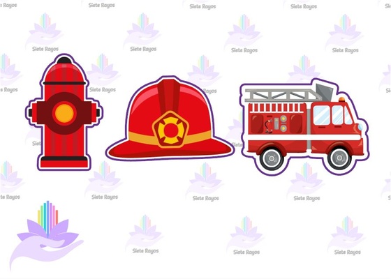 set 3 cookie cutter firemen tap - truck helmet home firefighter fireman fire faucet 3d 3d print model - Mito3D