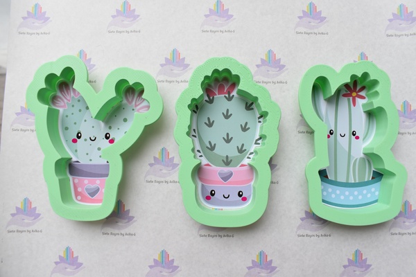 conjunto 3 kawaii cactus galleta cortadores hogar casa lindo plantas flores cortador 3d 3d print model - Mito3D