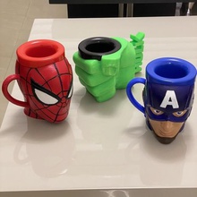 set 3 mugs cup glass hulk fist captain america & spiderman tazas pu o capit n am rica home captainamerica avengers thanos marvel mug hombreara 3d print model - Mito3D