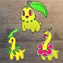 impostato 3 ornamenti Pokemon erba antipasto gen 2 ornamento Natale decorazione personaggi pianta germinazione macronio meganium bayleef chikorita 3d print model - Mito3D