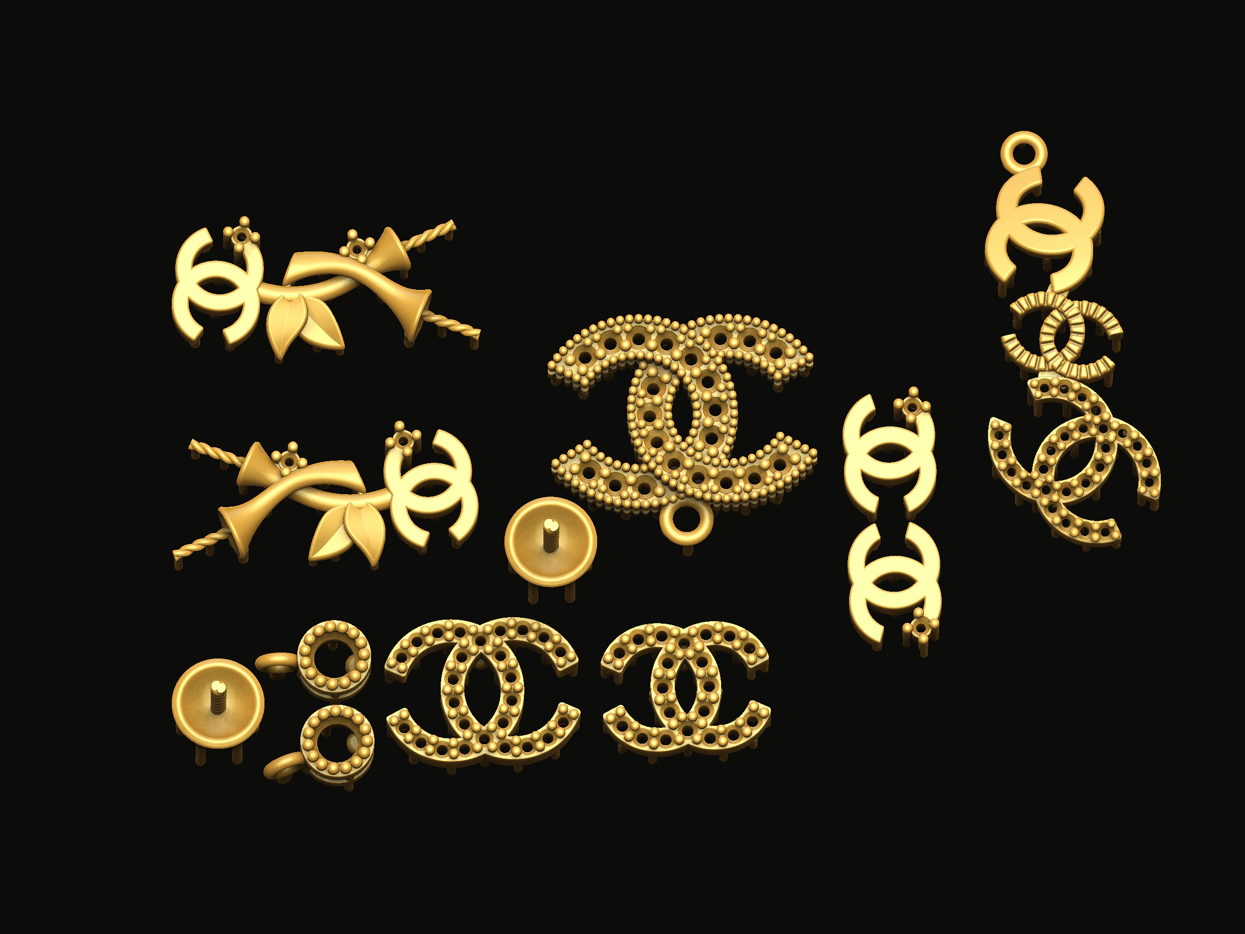set 4 pendant jewelry silver gold free diamond resin 3d 3dprinter highlight 3D print model - Mito3D