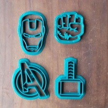 impostato 4 fondente frese Vendicatori supereroi hulk taglierina ape thor ferro uomo biscotti 3d print model - Mito3D