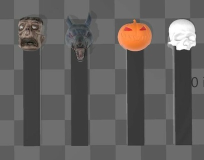 set 4 halloween book marks scary spooky books page holder zombie wolf skull monster dead evil kill 3d print model - Mito3D