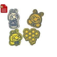 set 4 kawaii bee theme cookie cutters gadget cutter cupcake lollypop stamp honeycomb 3d print model - Mito3D