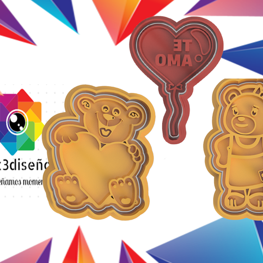 Ayarlamak 5 sevgili ayılar kesiciler moda kesici tavuk kurabiye kesmek bts pcx3 pcx3designs Şubat gün aziz Valentin günler Aşk aşk tanrısı ayı oyuncak 3D print model - Mito3D