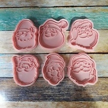 set 6 cutting stamping face santa claus - x6 cookie cutter fondant cold porcelain pastry cake stamp sharp cookies masses bookmark shop christmas merry print holy cloister 3d print model - Mito3D