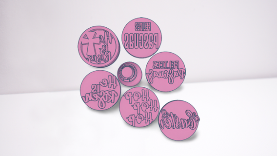 set 6 interchangeable stamps handle easter risen phrases Various 3d print model - Mito3D