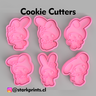 set 6 melody cookie cutters 3d print model - Mito3D