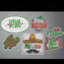 conjunto 6 piezas cortador + marcador mexico Galleta fondant Mazapán mexicano septiembre nacional Días festivos Viva 3d print model - Mito3D