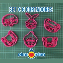 set 6 plim cookie cutters art plimplim sharp cookies bam watercolour hoggie meili mei-li nesho 3d print model - Mito3D