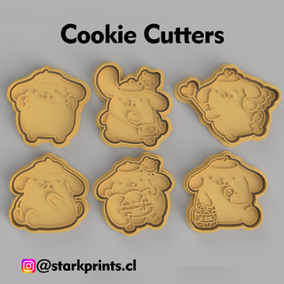 set 6 pompompurin cookie cutters Home sanrio fondant compatible character baking tools gift for fans accessories 3d print model - Mito3D