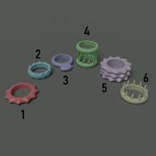 set 6 Ringe Schmuck ring Klatsch shop - Spielzeug 3d print model - Mito3D