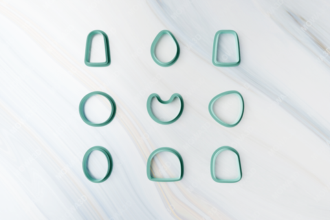 ensemble 9 élémentaire coupeurs paquet coupeur argile boucles d'oreilles mode forme bijou porcelaine bijoux polymère indé minimaliste cambre biologique biscuit 3d print model - Mito3D